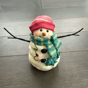 HALLMARK Mitford “Moe” Snowman, Teal Christmas Lights Holiday Decor, Christmas